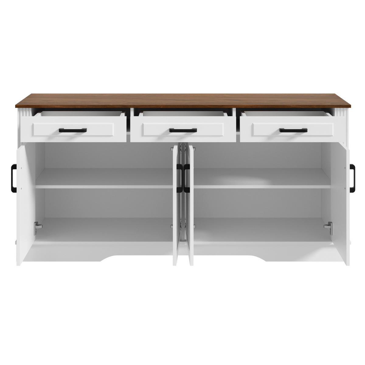 SIDEBOARD 3D Front 4 Türen 3 Schubladen MDF - Weiß, Holzwerkstoff (160/75/40cm) - FLIEKS