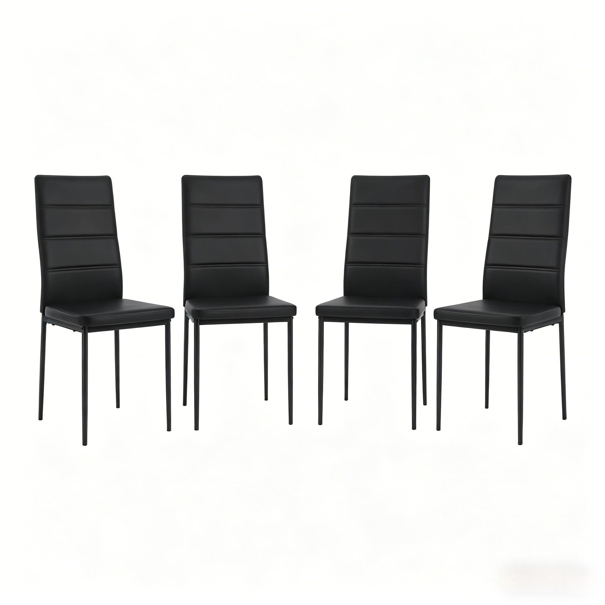 ARMLEHNSTUHL-SET DE-36142 4 Stück mit Kunstlederbezug Schwarz - Schwarz, Metall (40/98/51cm) - ComfortXL