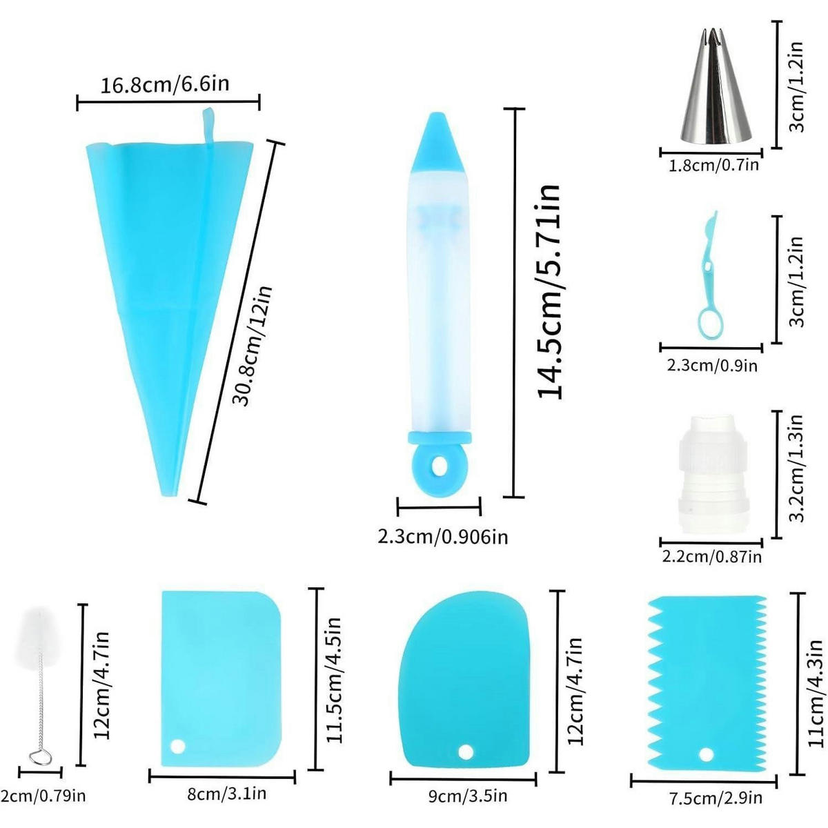 SPRITZBEUTEL Set mit 42 Teilen Edelstahl - Blau, Kunststoff (16.8/1/30.8cm)