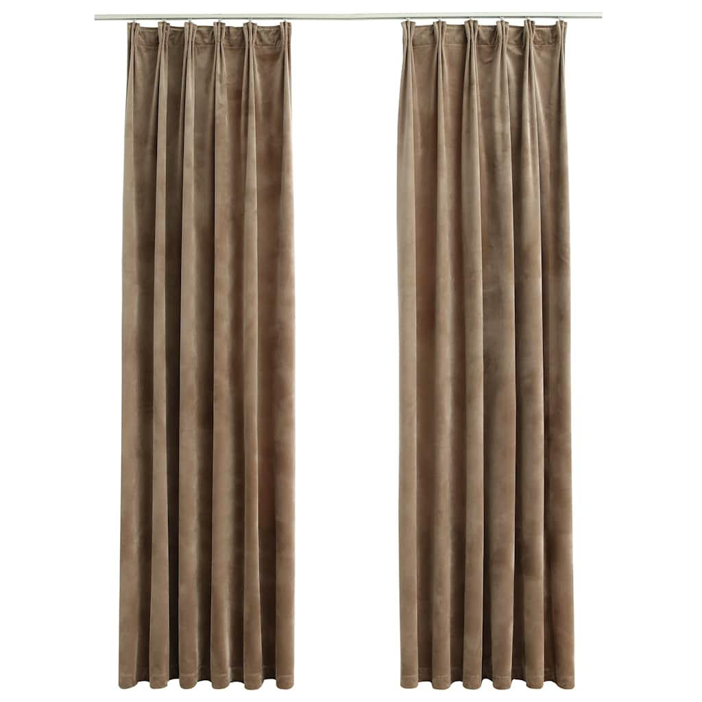 VERDUNKELUNGSVORHÄNGE Mit Haken 2 Stk. Samt Beige 140/245 Cm - Beige, Textil (140/245/245cm) - vidaXL