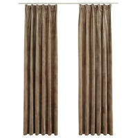 VERDUNKELUNGSVORHÄNGE Mit Haken 2 Stk. Samt Beige 140/245 Cm - Beige, Textil (140/245/245cm) - vidaXL