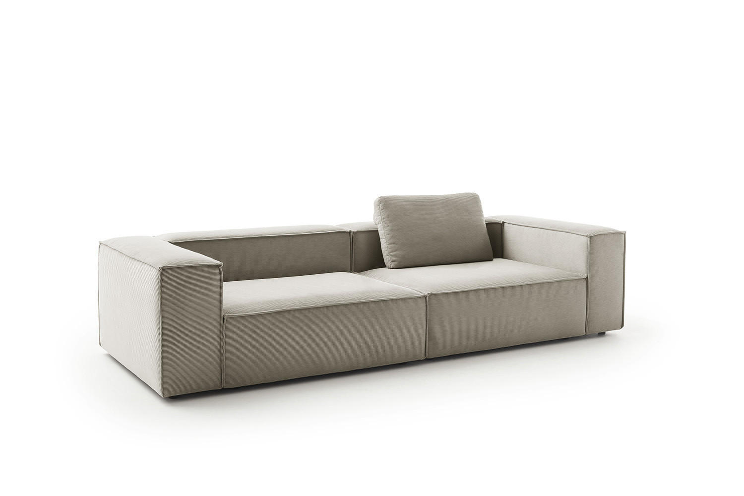 SOFA CARMO Grau Cord - Schwarz/Grau, Kunststoff/Textil (306/68/118cm) - KAWOLA