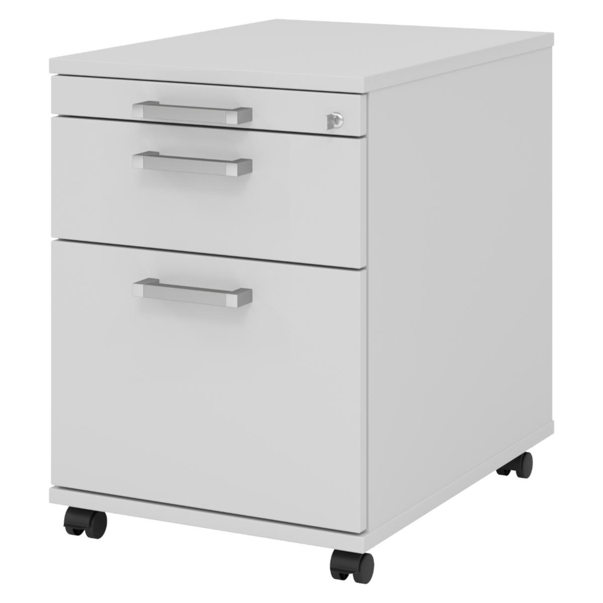 ROLLCONTAINER - mit Hängeregistratur 58/42,8/59 cm in Grau Chromgriff (Metall) - Grau, Holzwerkstoff (42.8/59/58cm) - bümö