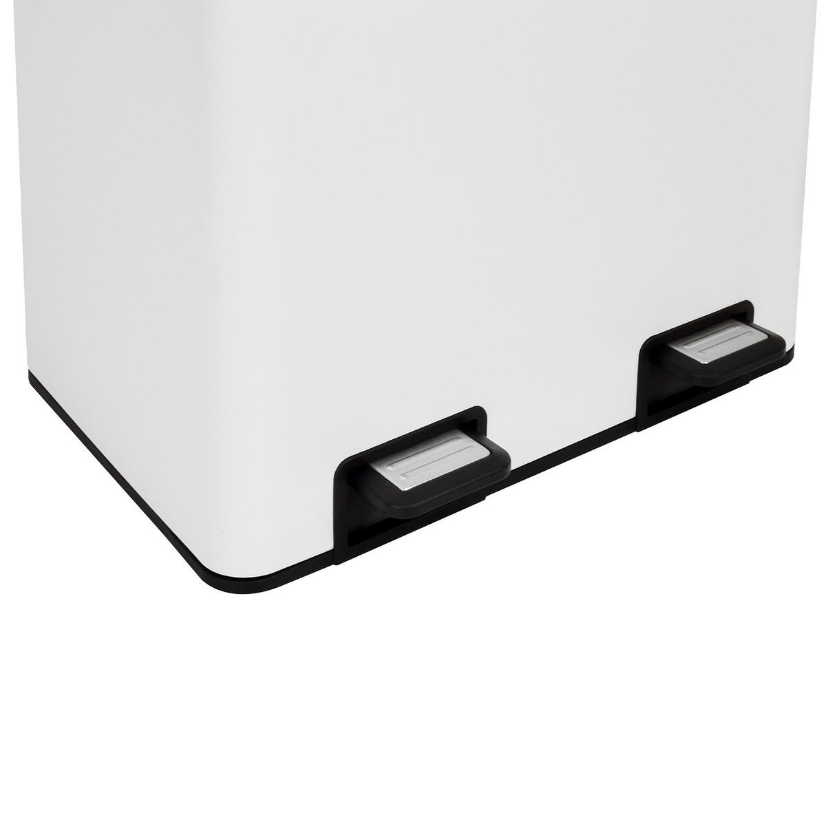 MÜLLTRENNSYSTEM TMH2X30 2x30L 2 Fächer Mülleimer Pulverbeschichteter Stahl Weiß - Weiß, Metall (47/72/32cm) - SVITA