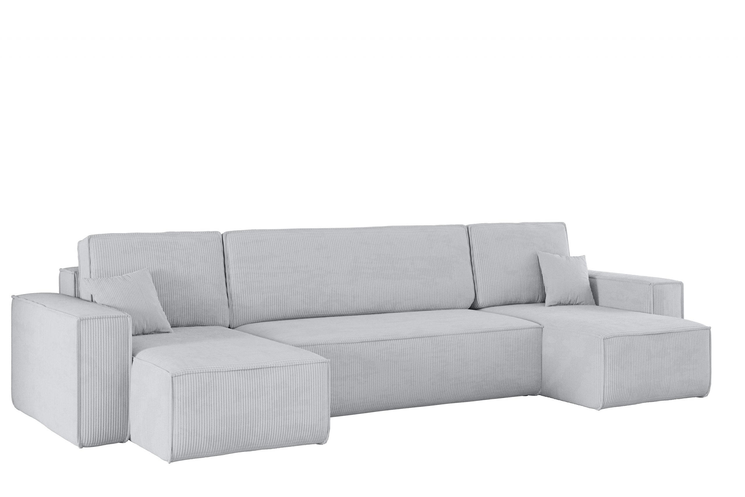 ECKSOFA Mit Schlaffunktion Und Bettkasten BEST Dicker Cord Poso Grau - Grau, Holz/Textil (312/142cm) - Kaiser Möbel