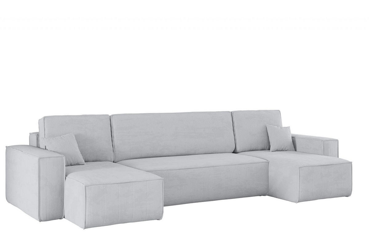 ECKSOFA Mit Schlaffunktion Und Bettkasten BEST Dicker Cord Poso Grau - Grau, Holz/Textil (312/142cm) - Kaiser Möbel
