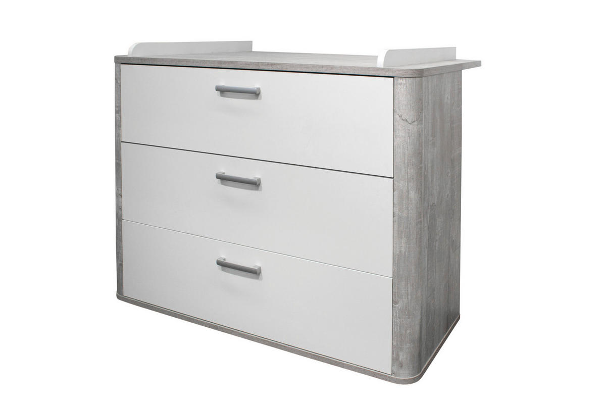 BABYZIMMER Frieda in Vintage Wood Grey und Weiß matt 6 teilig - Grau, Holzwerkstoff (120/200/80cm)