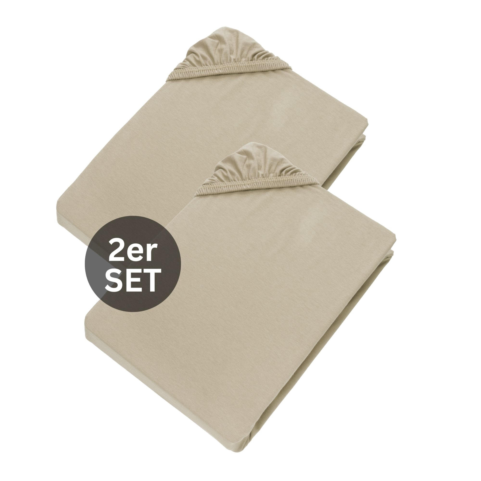 SPANNBETTLAKEN BASIC 2er Set - Beige, Textil (150/200cm) - Schöner Wohnen