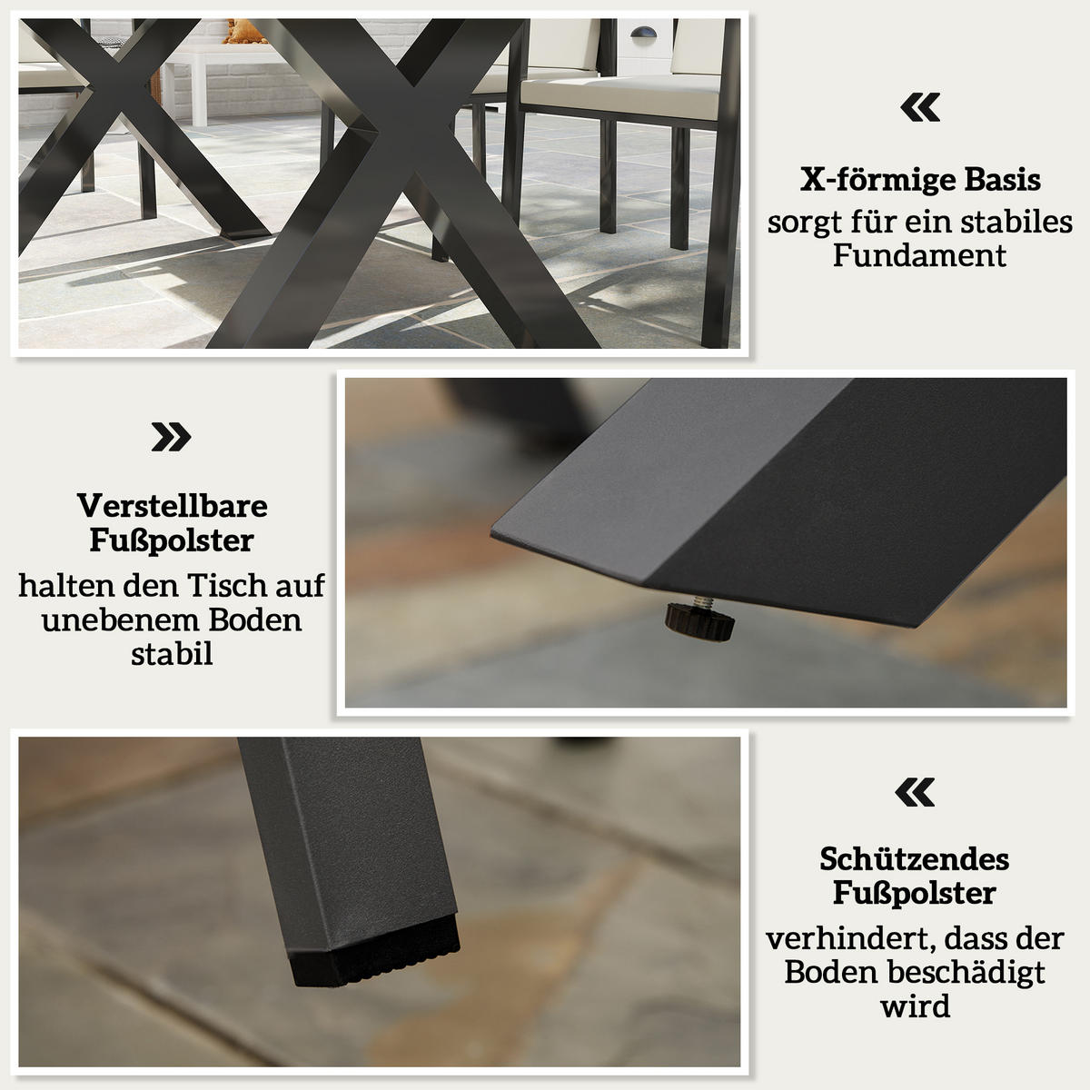 GARTENMÖBEL-SET DE-09658 Schwarz + Grau - Grau, Metall - ComfortXL