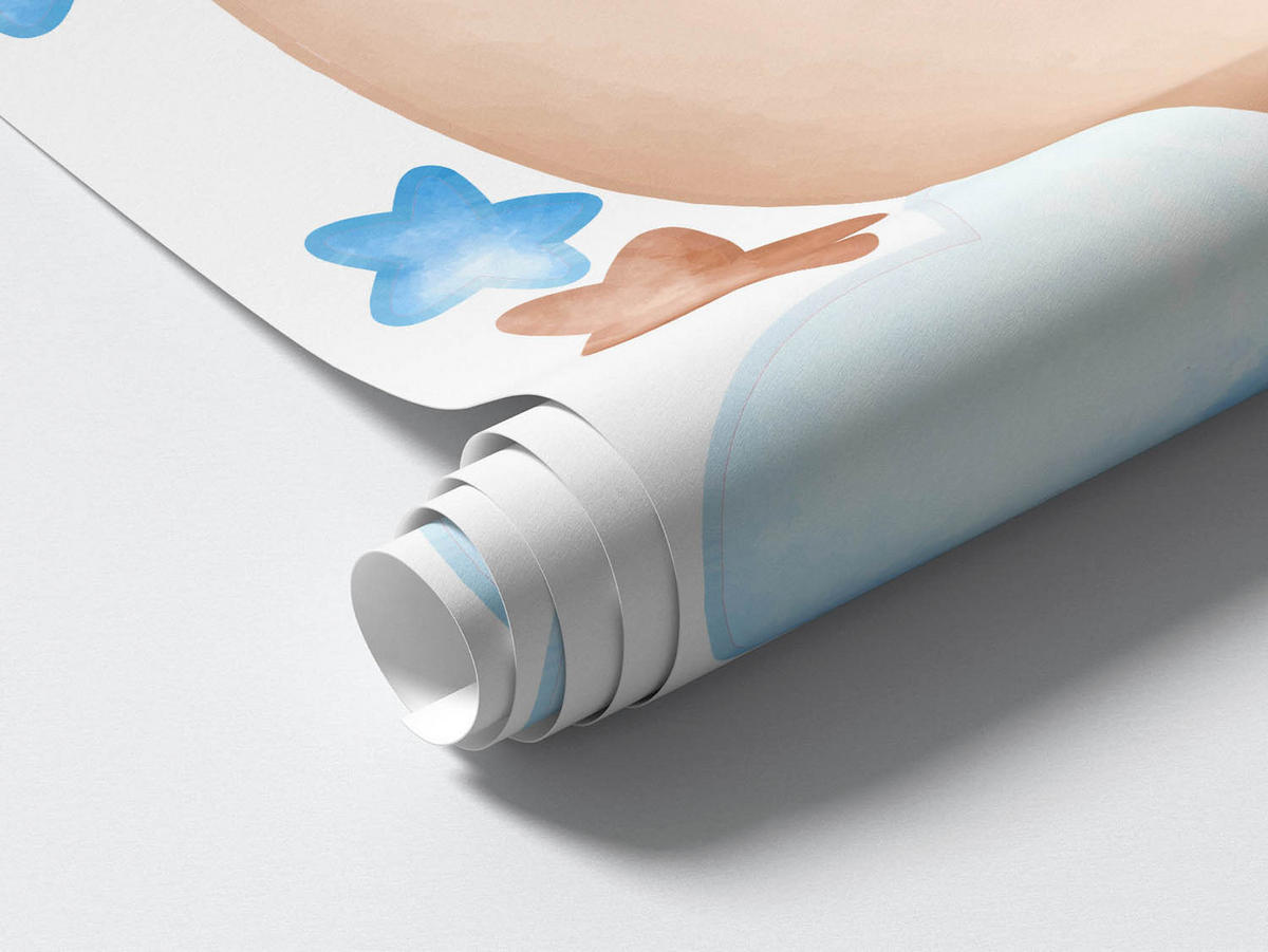 WANDAUFKLEBER 130x214cm - Süßes Häschen - Multicolor, Kunststoff (130/214/0.1cm) - Wallfluent