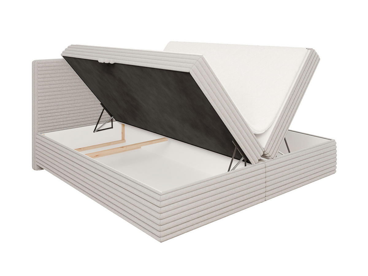 BOXBETT Roma 200/200 cm Hellgrau Plüschcord - Hellgrau/Schwarz, Holz/Kunststoff (200/200cm) - S-Style Möbel