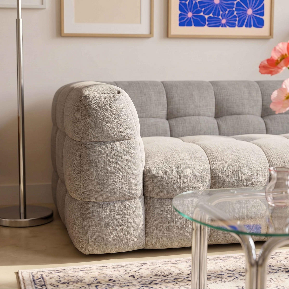 SOFA 3-Sitzer, Grau - Grau, Holz/Textil (228/69/102cm) - Oviala