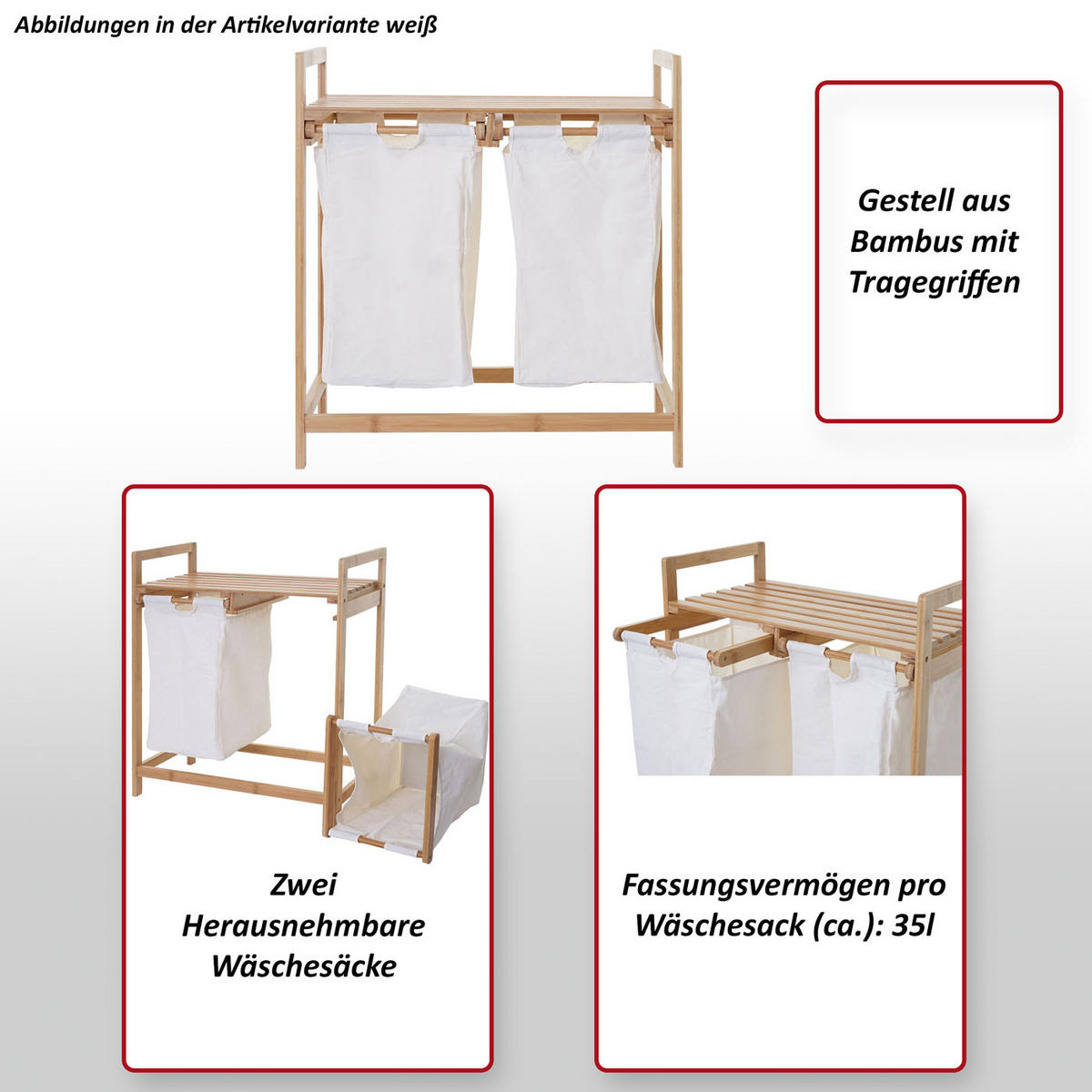 KOŠ NA PRÁDLO Hnedý, Biely - hnedá/biela, drevo (64/74/33cm) - MCW