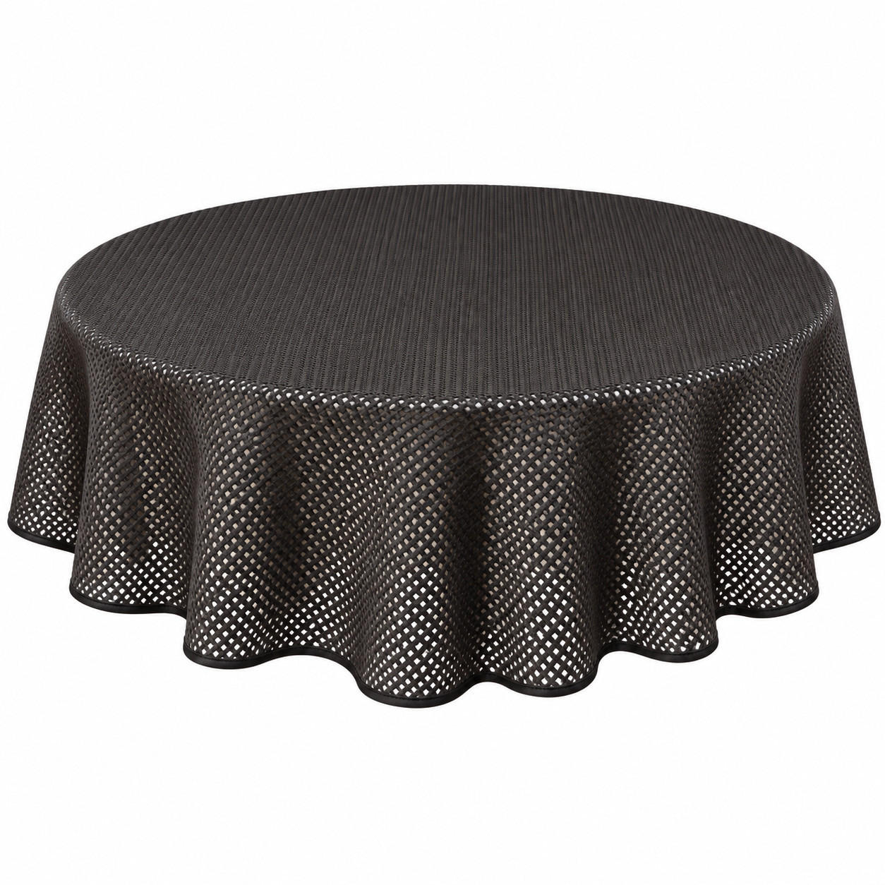 TISCHDECKE Gartentischdecke Karo Schwarz 140 cm rund - Schwarz, Kunststoff (140cm) - TiborTex