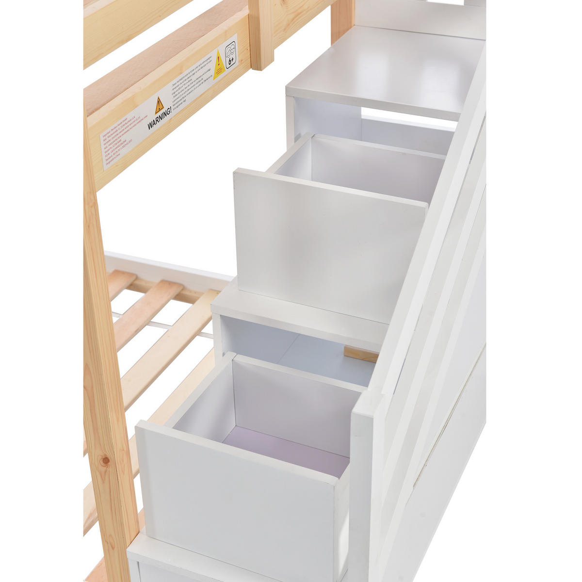 ETAGENBETT Baumhaus Natur/Weiß 90x200 cm - Naturfarben, Holz (90/200cm) - ComfortXL