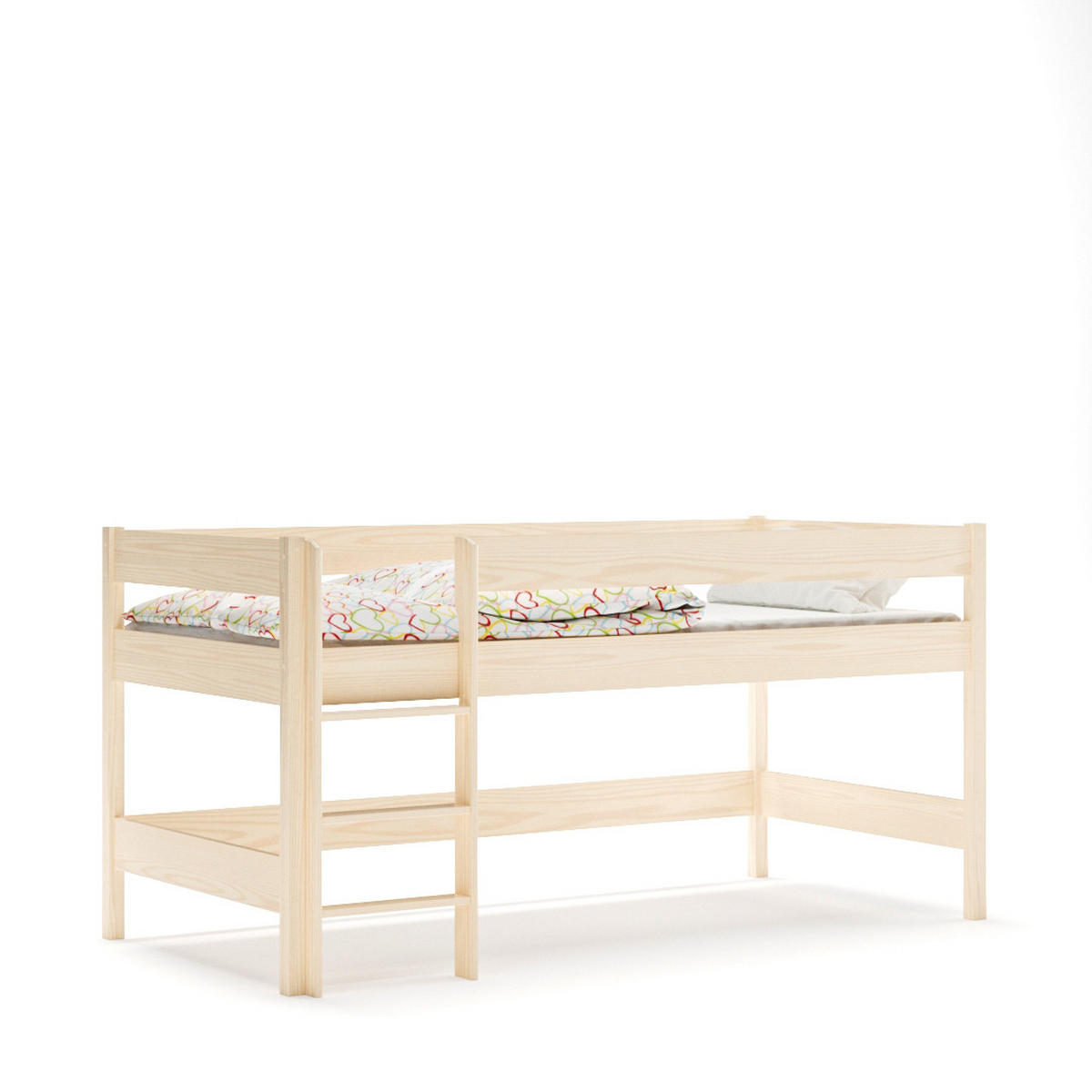 HOCHBETT Leo 200x90 naturweiß mit Matratze - Naturfarben, Holzwerkstoff (90/200cm) - LUKDOM