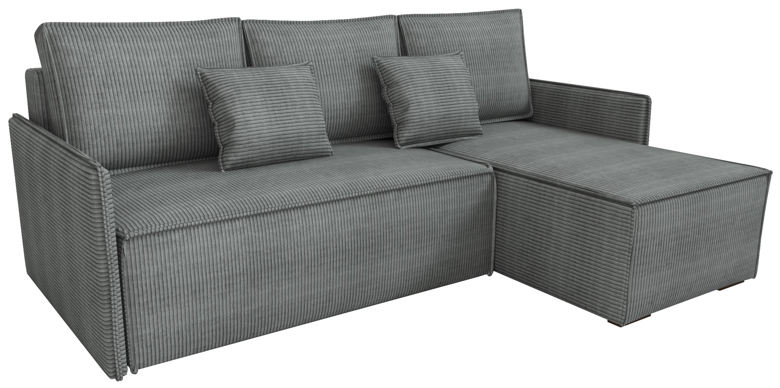 ECKSOFA Atlantic mit Schlaffunktion Grau Cord - Grau, Textil (238/141cm) - Bromarkt