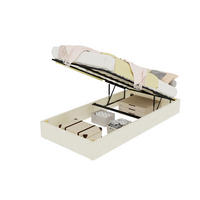 POLSTERBETT 90/200 cm in Beige mit Bettkasten, gepolstertem Kopfteil, Stoff und Metall - Beige, Holzwerkstoff/Textil (90/200cm) - STILVORA