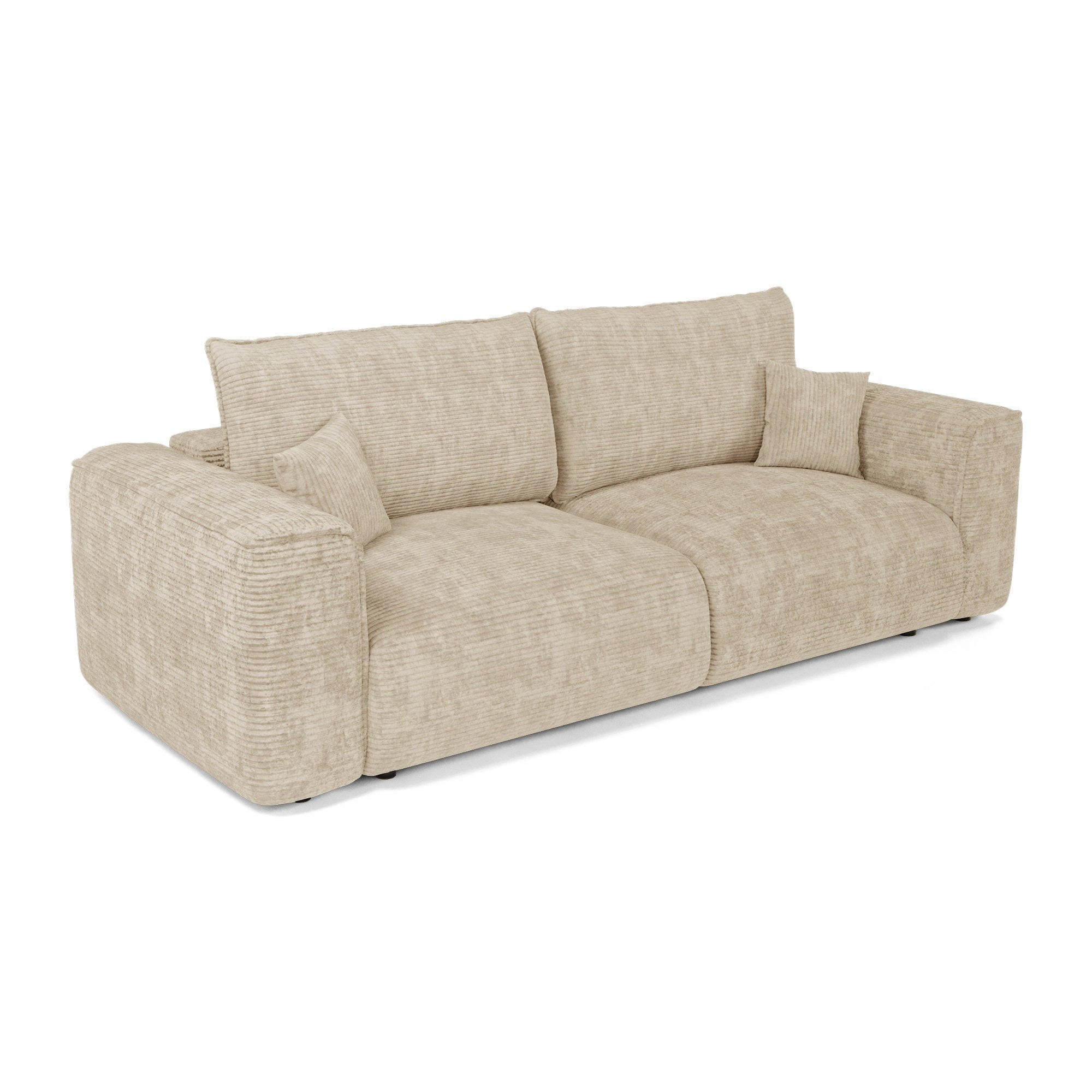 SCHLAFSOFA mit Stauraum COMO Cord Beige 254cm - Beige, Textil (254/78/95cm) - Premium Interiors
