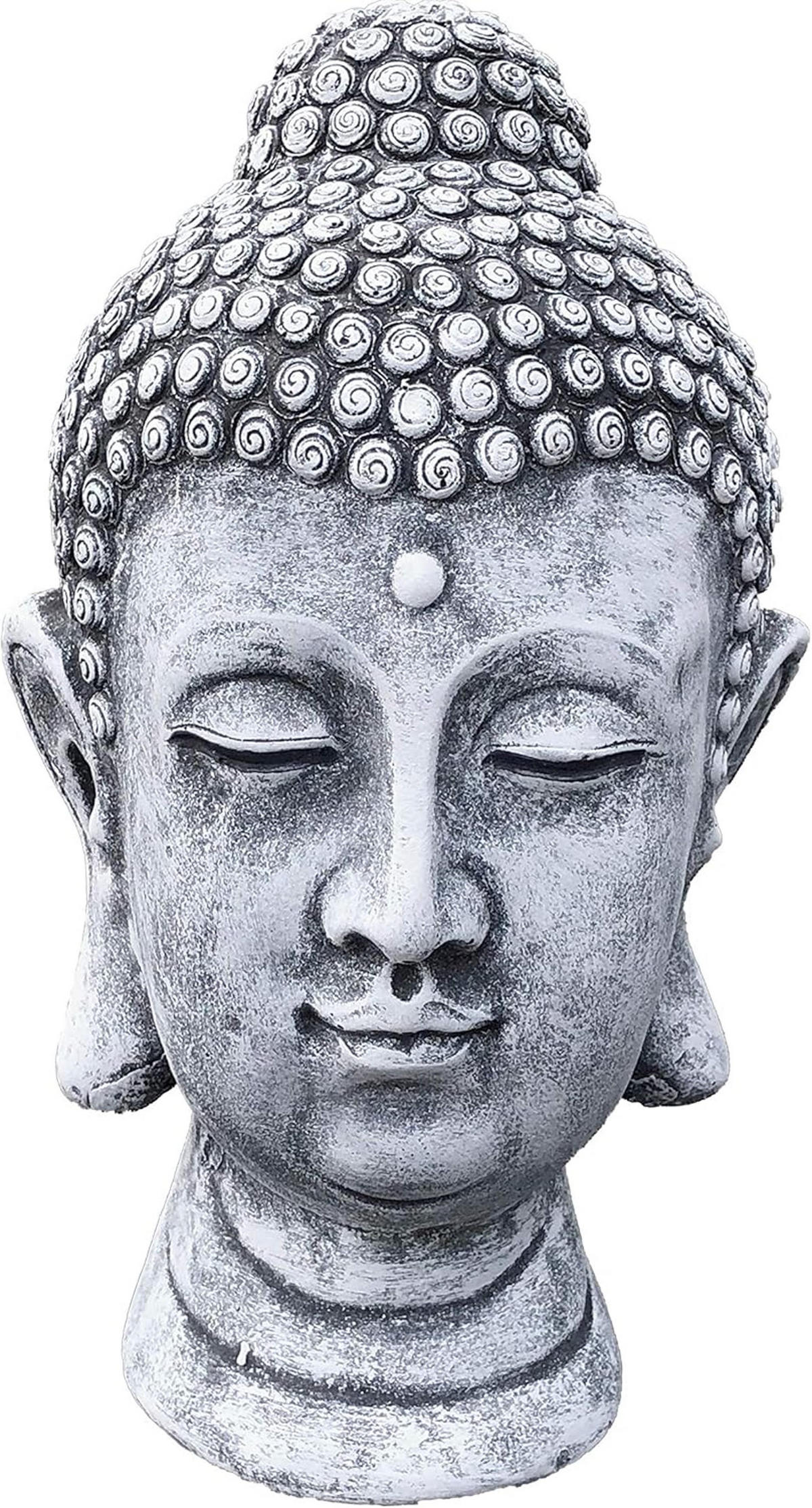 STEINFIGUR Buddha Shiva Kopf, Frostfest - Grau, Stein (18/30/20cm) - stoneandstyle