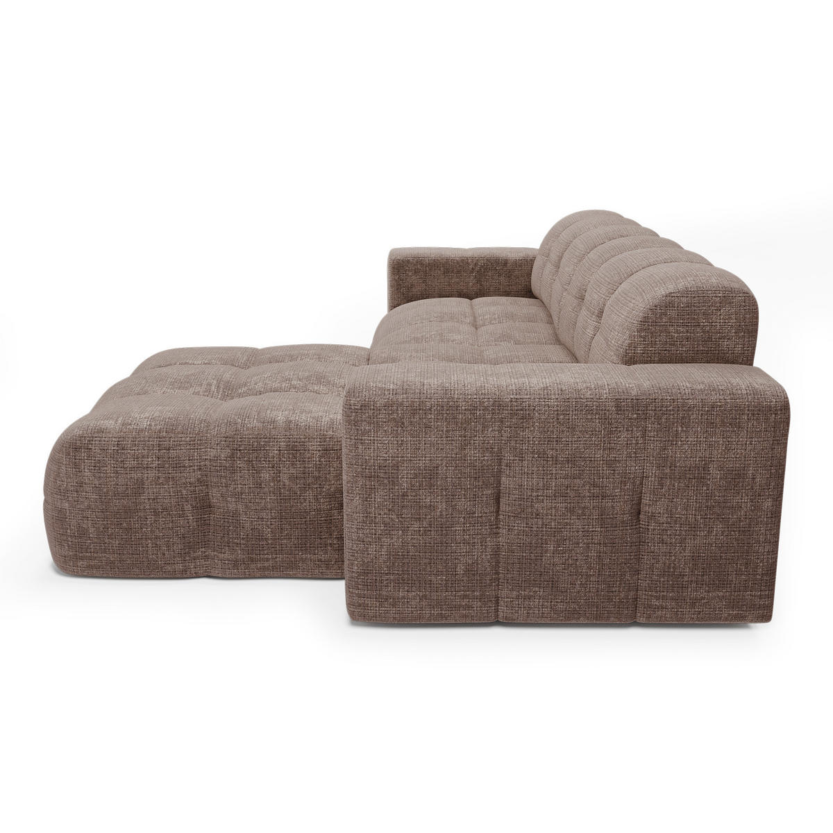 ECKSOFA RECHTS geprägter Samt taupe 230cm - Taupe, Textil (155/230cm) - Sia Home