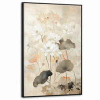 LEINWAND Bilder mit Rahmen - Blumen - Japandi - Wabi sabi - 100x150 - Sandfarben, Textil (100/150cm) - MuchoWow