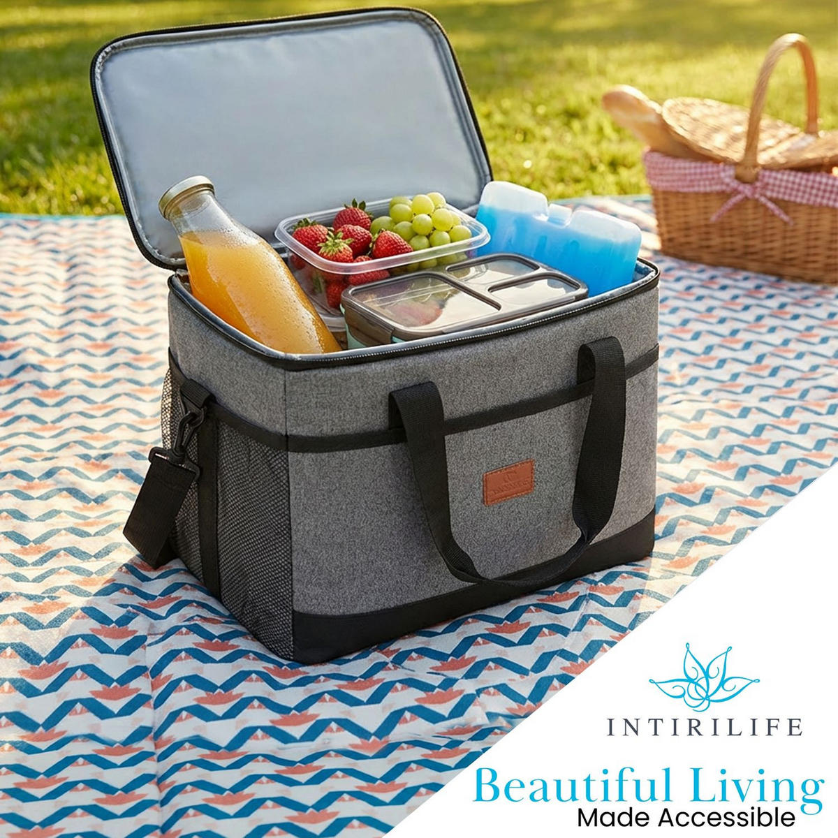 KÜHLTASCHE Thermotasche - Grau, Textil (28/31/42cm) - Intirilife
