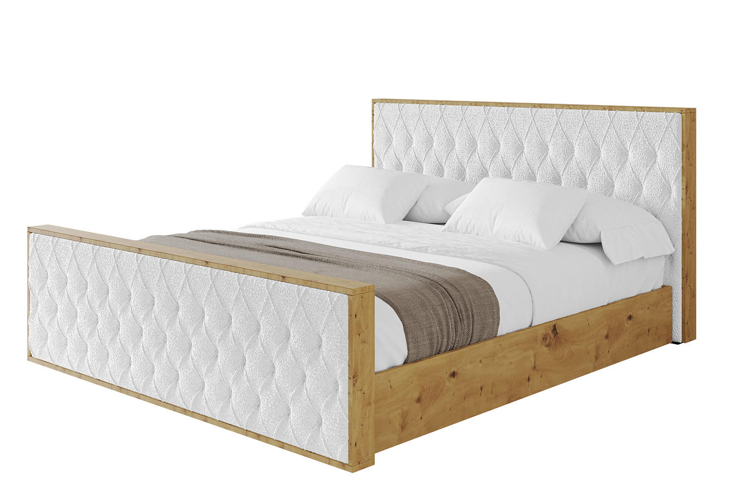 POLSTERBETT mit Bettkasten, Fußteil und Lattenrost, Boxbett ohne Matratze - ENZO5-Z 180x200 Weiß - Weiß, Holzwerkstoff/Textil (180/200cm) - ALTDECOR