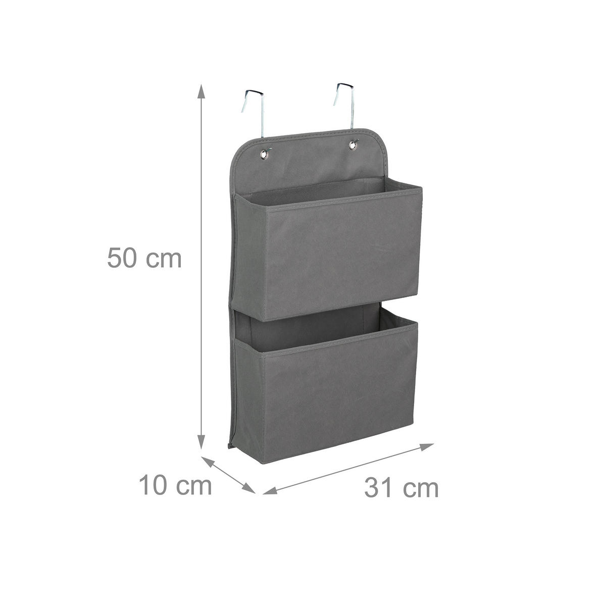 HÄNGEORGANIZER - Grau, Wellpappe/Textil (31/50/10cm) - Relaxdays