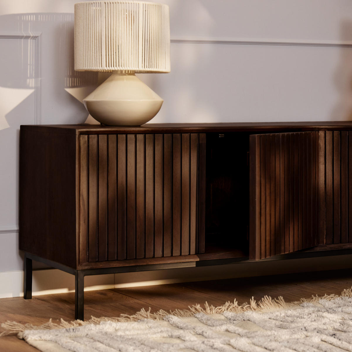LOWBOARD Dimora Mangoholz 210 cm / 45 cm Braun - Braun, Holz (210/55/45cm) - Villa Möbel
