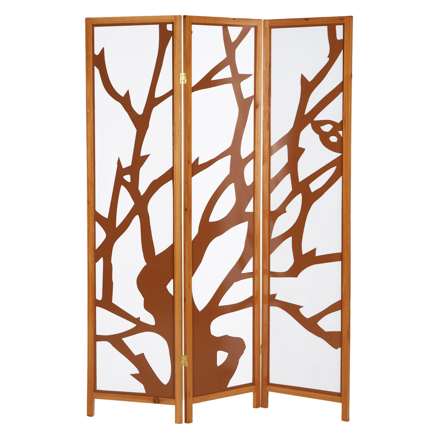 PARAVENT 3-tlg. 130,5/175 cm Braun Holzverzierung - Braun, Holz (130/175/2cm) - Homestyle4u