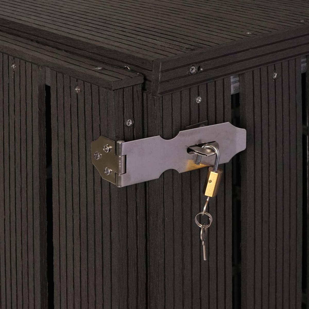 MÜLLTONNENBOX XL 1er-/2er-WPC HxBxT 115x77x97cm Metall Holzoptik erweiterbar Anthrazit - Anthrazit, Metall (77/115/97cm) - PROREGAL
