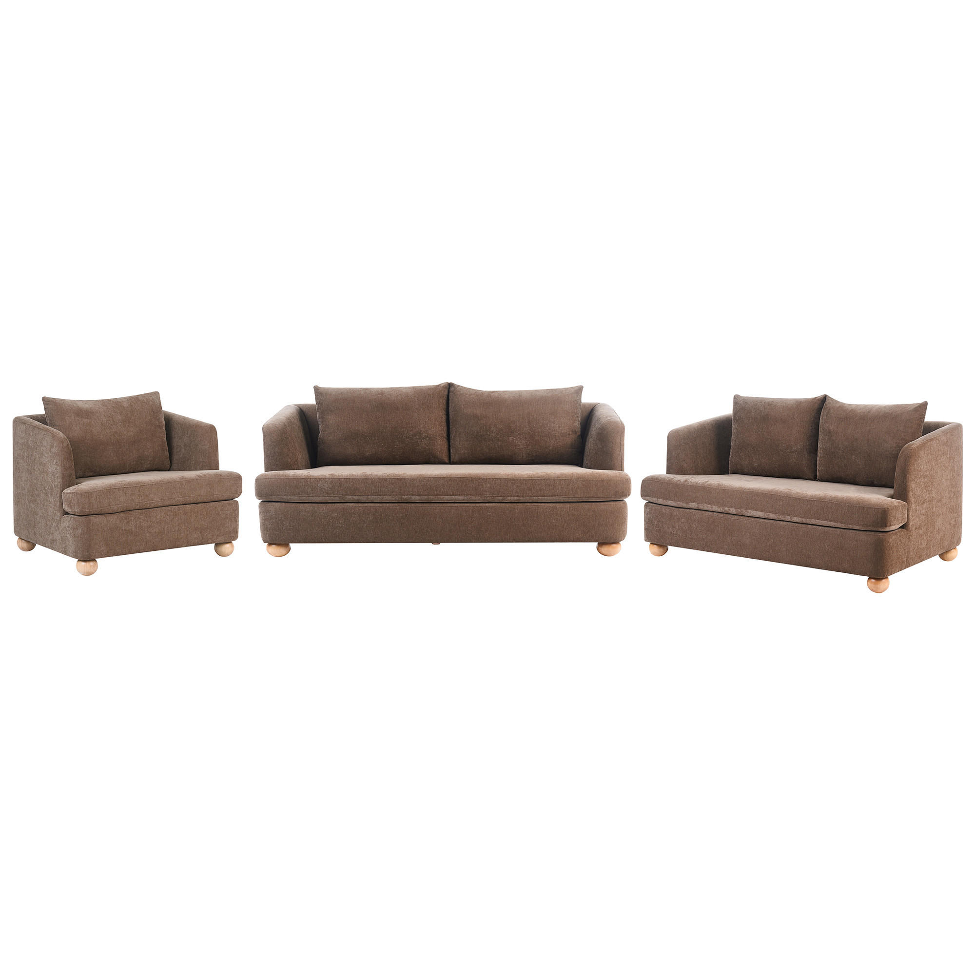 SOFA-SET 6-Sitzer Chenillegewebe Braun Rattvik - Hellbraun/Braun, Textil (198/86/82cm) - Beliani