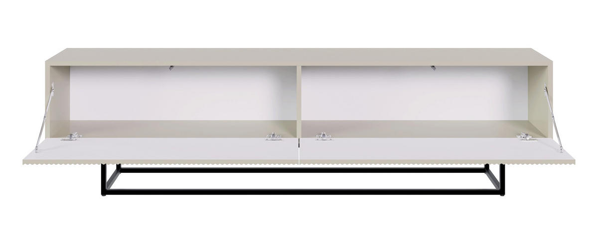 TV stolík Veldio Greige s čiernym kovovým rámom 175 cm - čierna/sivobéžová, kov/kompozitné drevo (175/46.5/31.6cm) - Selsey