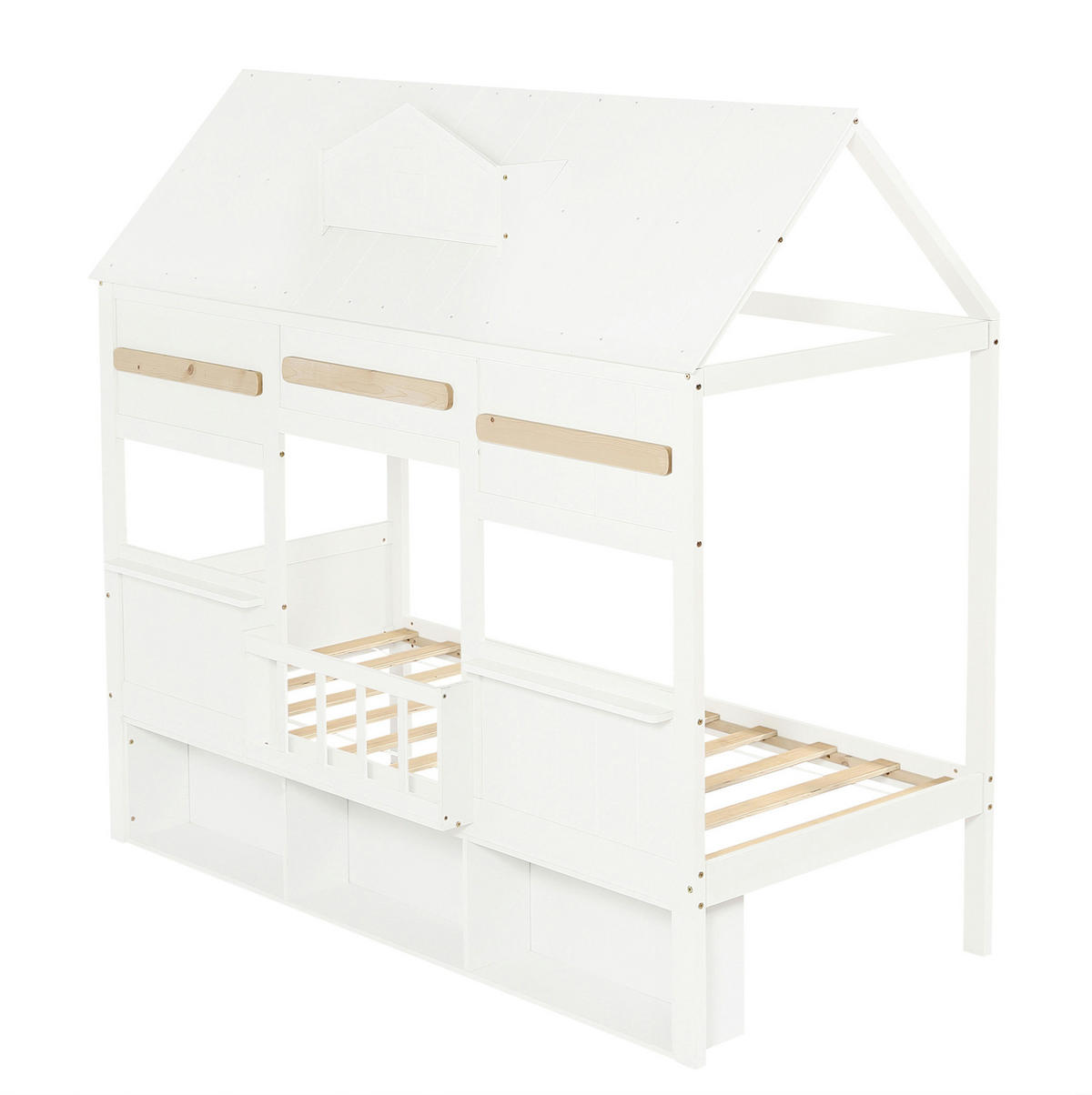 HOCHBETT 90/200 cm in Weiß – mit Bücherregal und Lattenrost - Weiß, Holz (90/200cm) - BEAOK