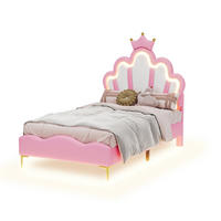 KINDERBETT 90/200 cm in Rosa mit LED-Beleuchtung und gepolstertem Kopfteil - Rosa, Kunststoff (90/200cm) - BEAOK
