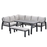 GARTENLOUNGESET Vasano 4-teilig, Premium Dining Ecklounge Set, Gartenmöbelset - Anthrazit, Metall - GARDEN IMPRESSIONS