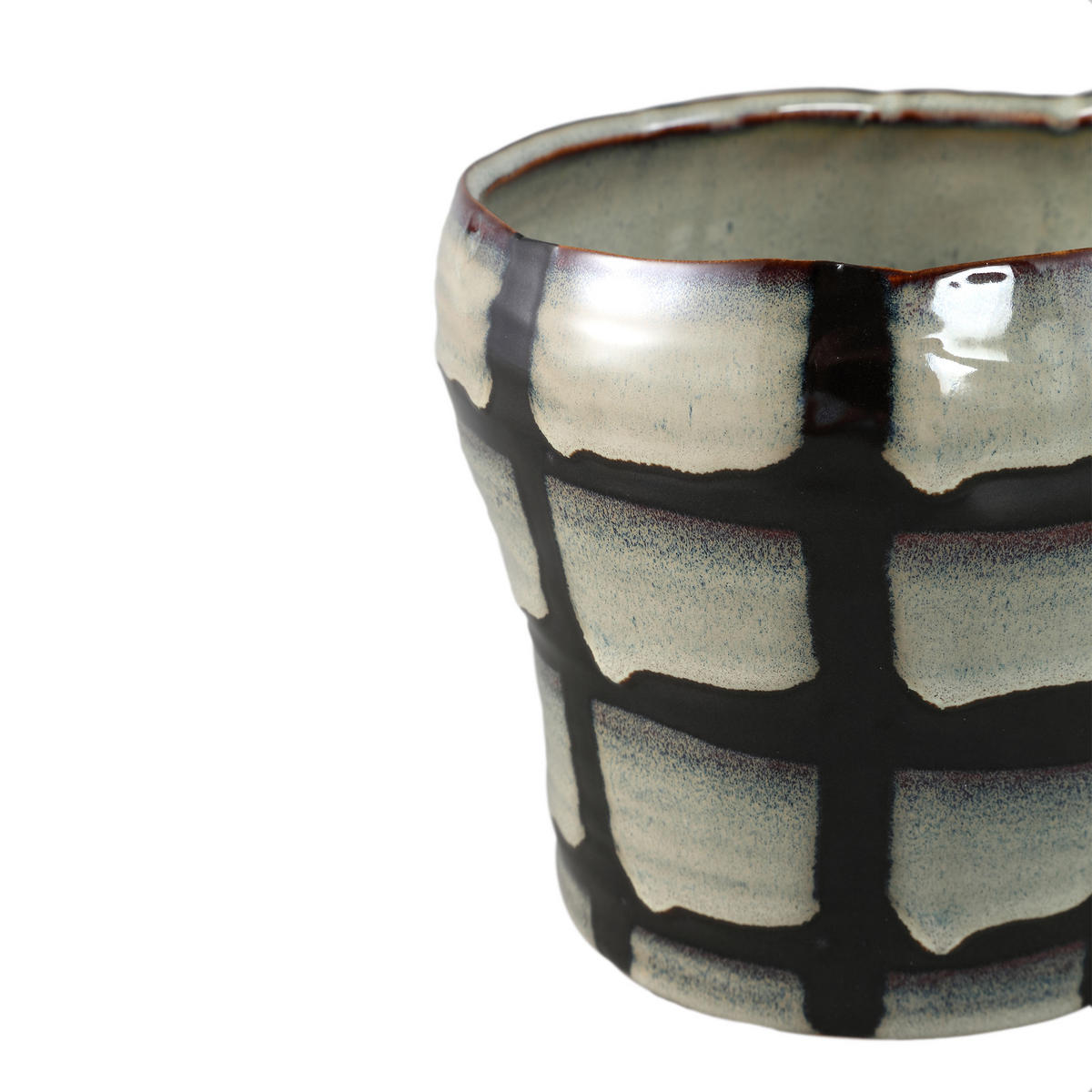 TOPF Arpit Weiß 16.5/16.5/14.5cm - Schwarz/Weiß, Keramik (14.5cm) - PTMD Collection