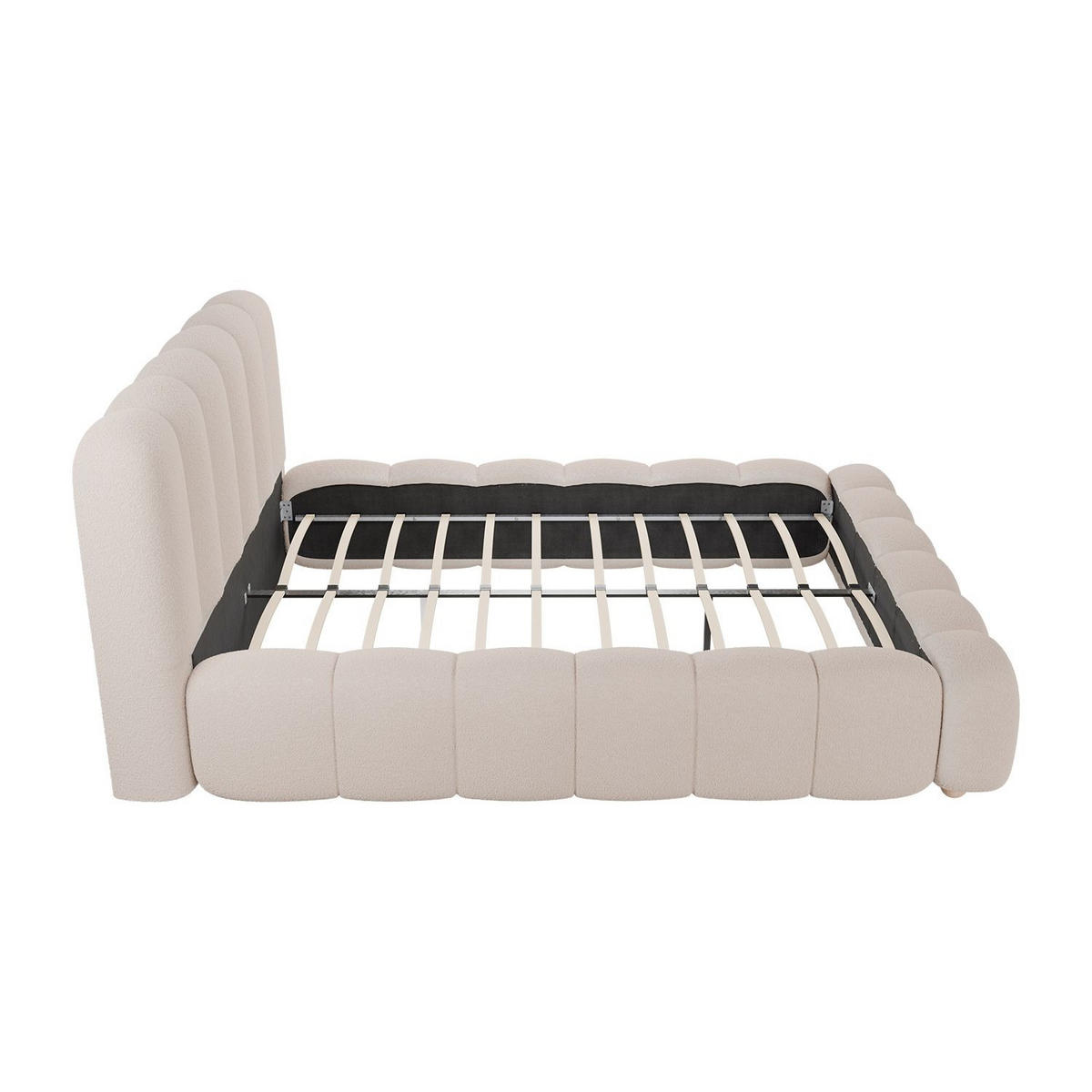 POLSTERBETT Catania 140x200 cm Beige Bouclé - Beige, Textil (140/200cm) - Juskys