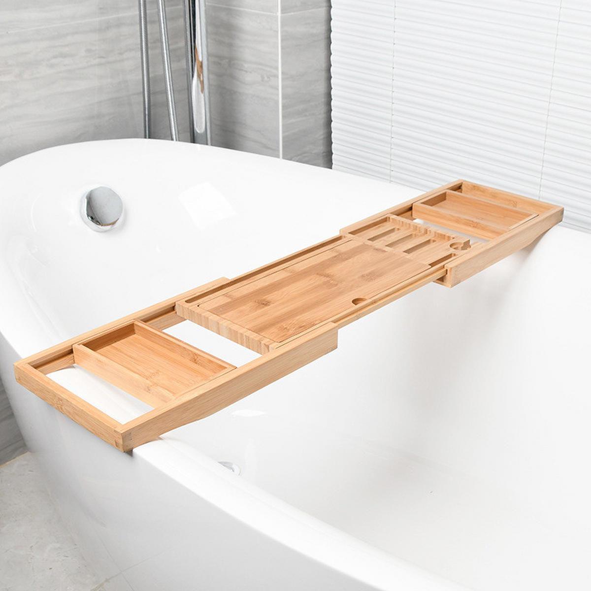BADEWANNENABLAGE,BAMBUS, Ausziehbar, (60–87) cm × 20 cm - Braun, Holz (20/3/87cm) - Weltevree