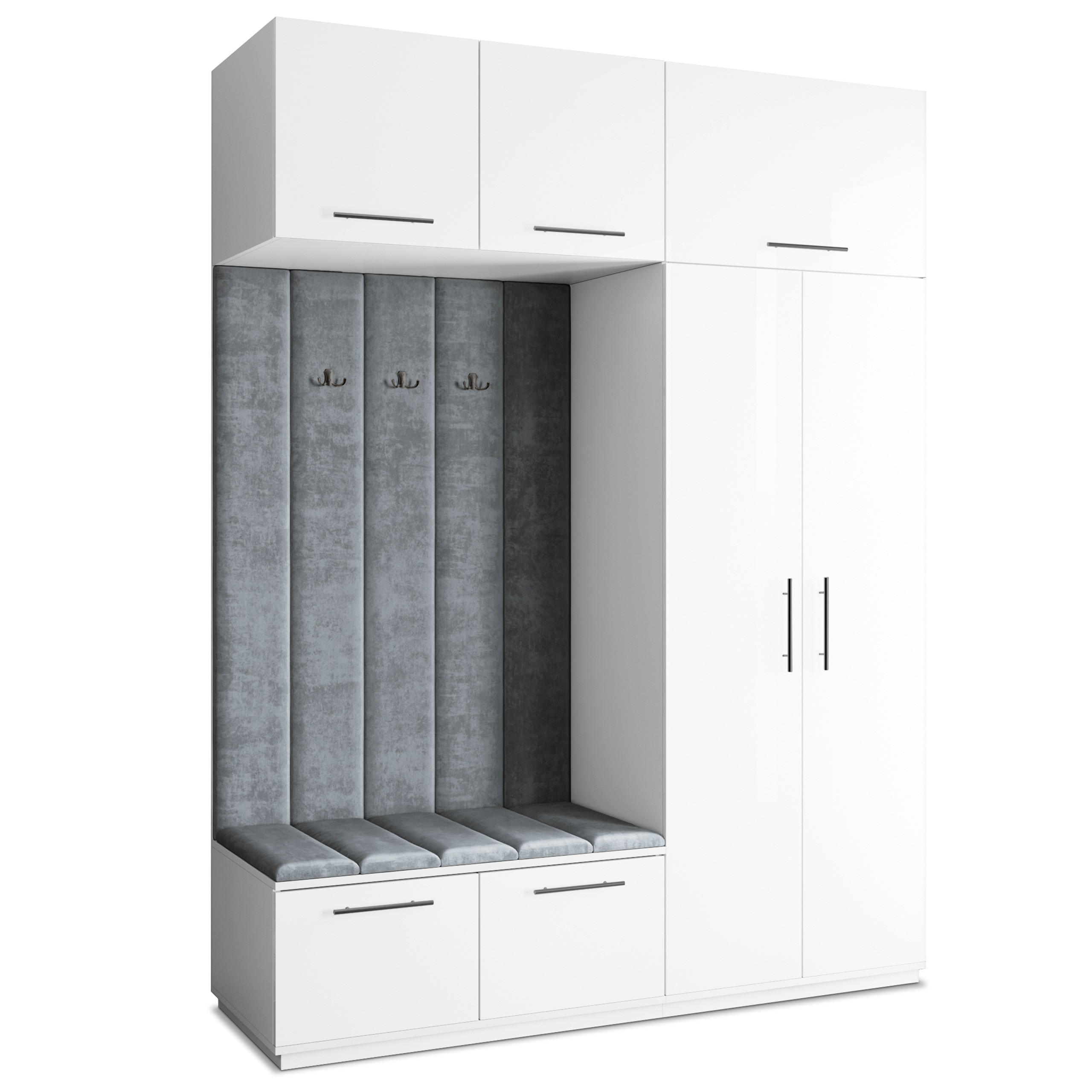 Masseno Garderobenschrank Weiß, Grau 180x240x60 cm
