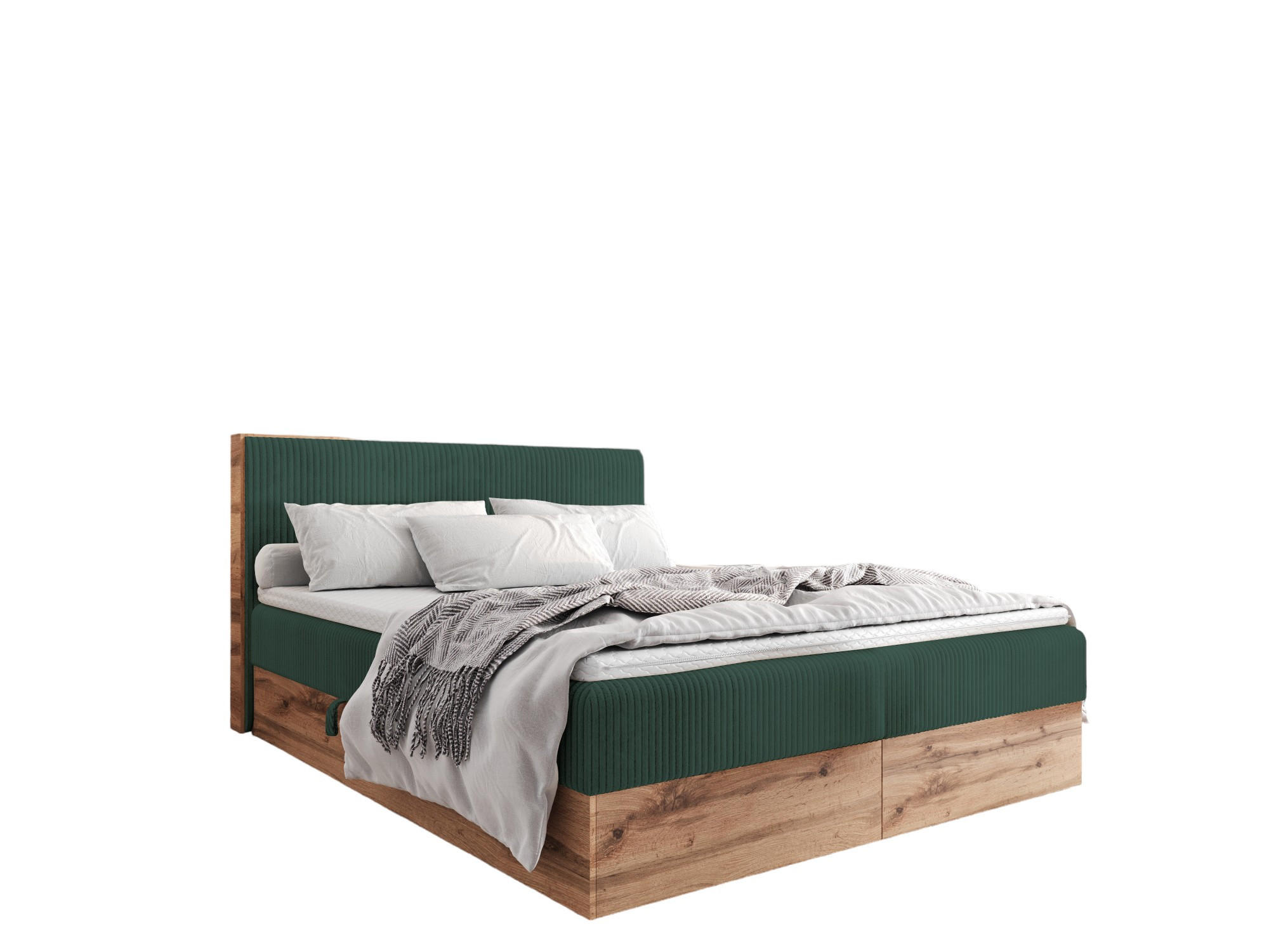 BOXBETT TESSA 140x200 Grün Cord - H3 - Grün, Textil (120/200cm) - AN-Moebel 4u