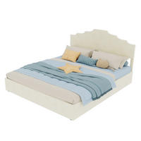 POLSTERBETT 160/200 cm mit Matratze, hydraulischem Bettkasten und geometrischem Kopfteil, Beige - Beige, Textil (160/200cm) - Redom