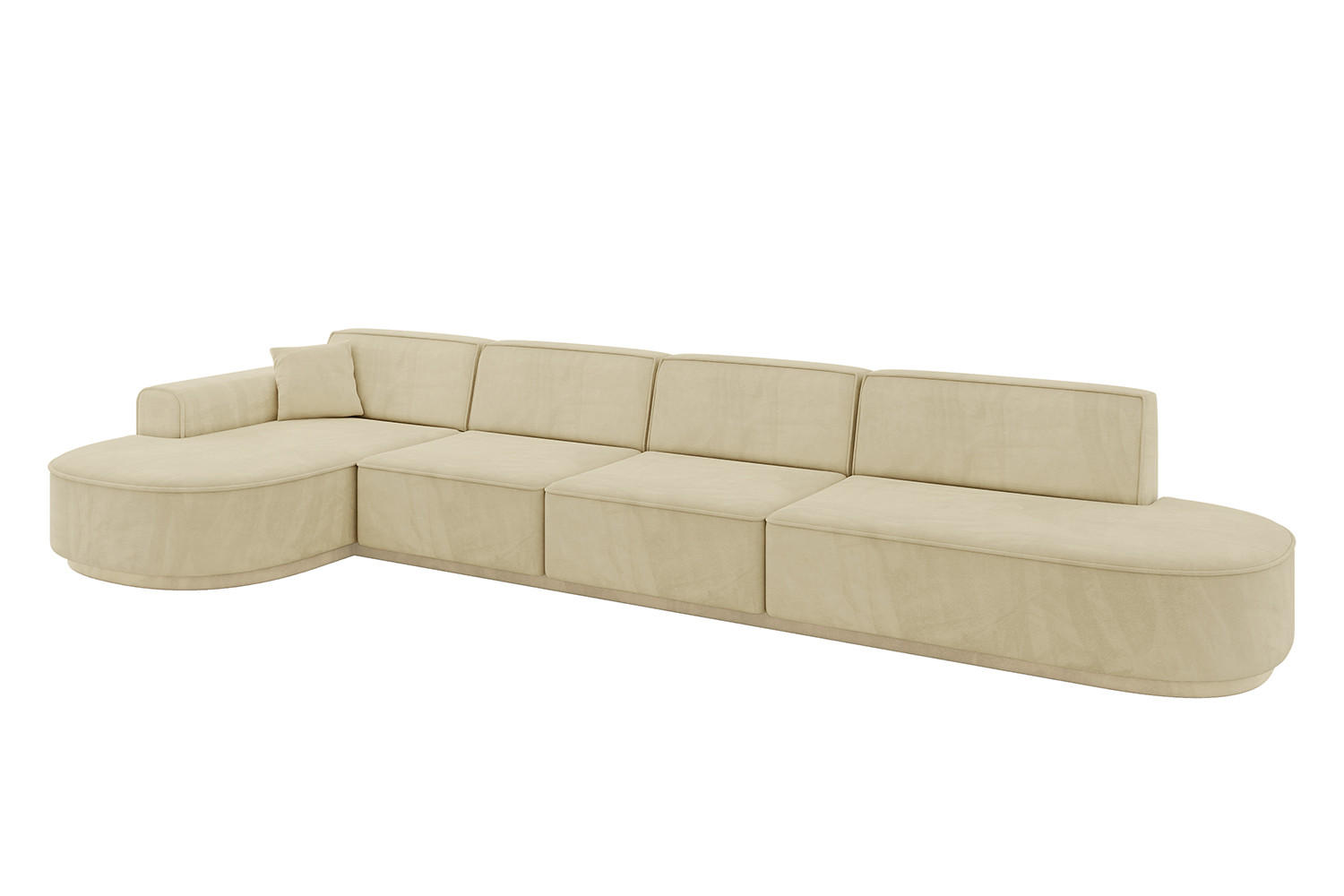 ECKSOFA Ottomane Links MARI-L3-v3 - 413x171x83 cm Beige Velours - Beige/Schwarz, Holzwerkstoff/Kunststoff (413/171cm) - ALTDECOR