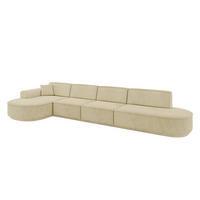 ECKSOFA Ottomane Links MARI-L3-v3 - 413x171x83 cm Beige Velours - Beige/Schwarz, Holzwerkstoff/Kunststoff (413/171cm) - ALTDECOR