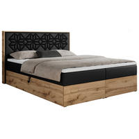 BOXBETT NESSI - 120/200 Schwarz Kunstleder - H3 - Schwarz, Holz/Textil (120/200cm) - MKS