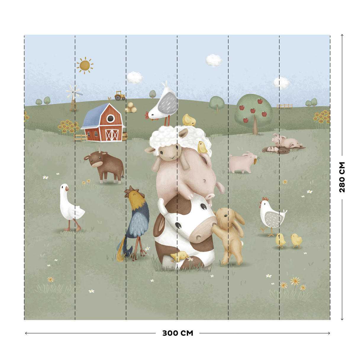 FOTOTAPETE Bauernhof Kleine Farm - Multicolor, Papier/Kunststoff (300/280cm) - Little Dutch