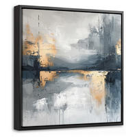 LEINWAND Bilder mit Rahmen - Kunst - Grau - Gold - Abstrakt - 20x20 - Dunkelgrau, Textil (20/20cm) - MuchoWow