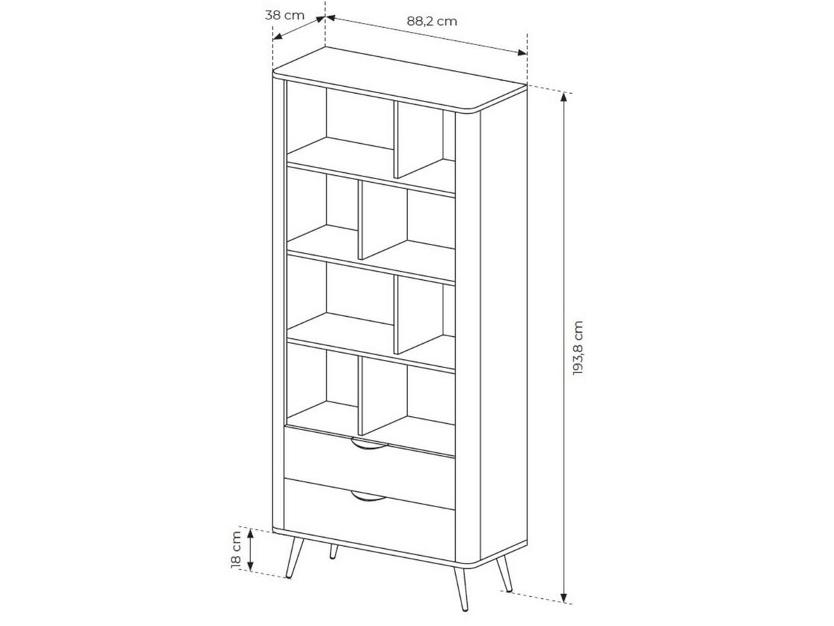 BÜCHERREGAL Arvis Eiche Dunin - Eichefarben/Schwarz, Holzwerkstoff (88/194/38cm) - Bettso