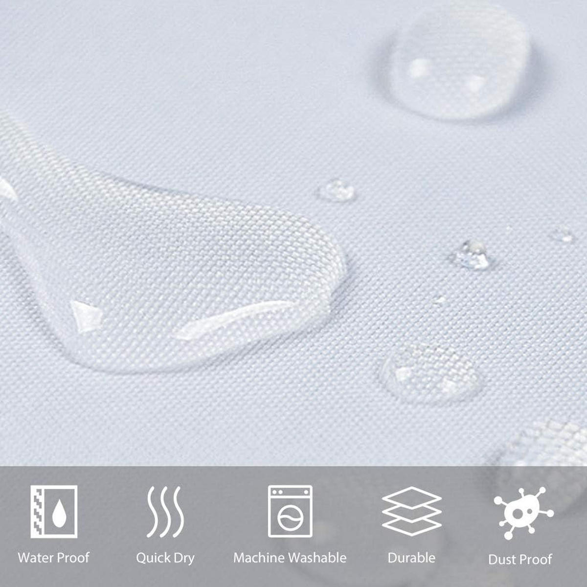 DUSCHVORHANG Weiß Polyester wasserdicht waschbar schimmelresistent mit Haken - Weiß, Kunststoff (240/200cm) - MCBOSON